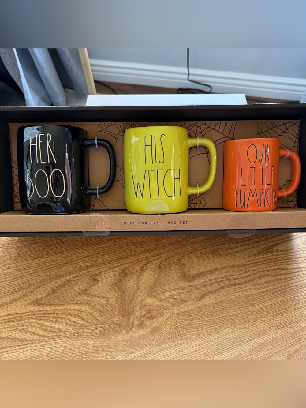 Rae Dunn Black, Lime Green & Orange Ceramic Mug Gift Set